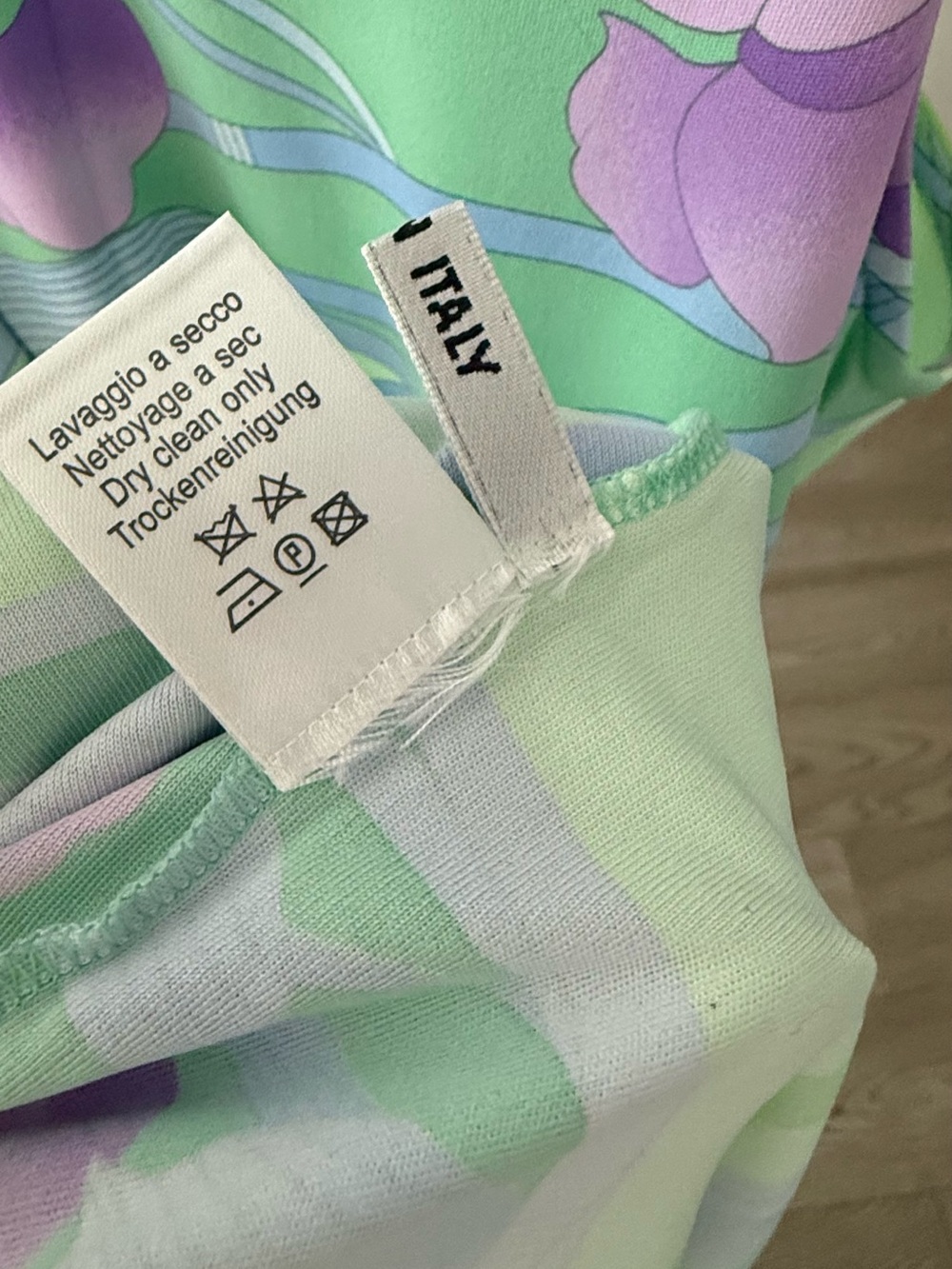 Italian-Made Mint Green and Lavender Floral One-Piece Swimwear